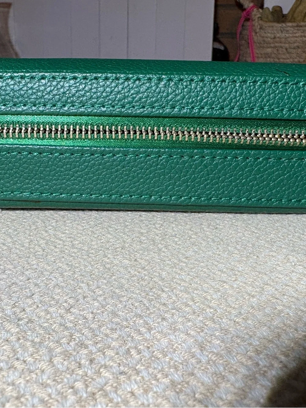 Pandora Emerald Green Pebbled Leather Jewelry Travel Case - 2 piece